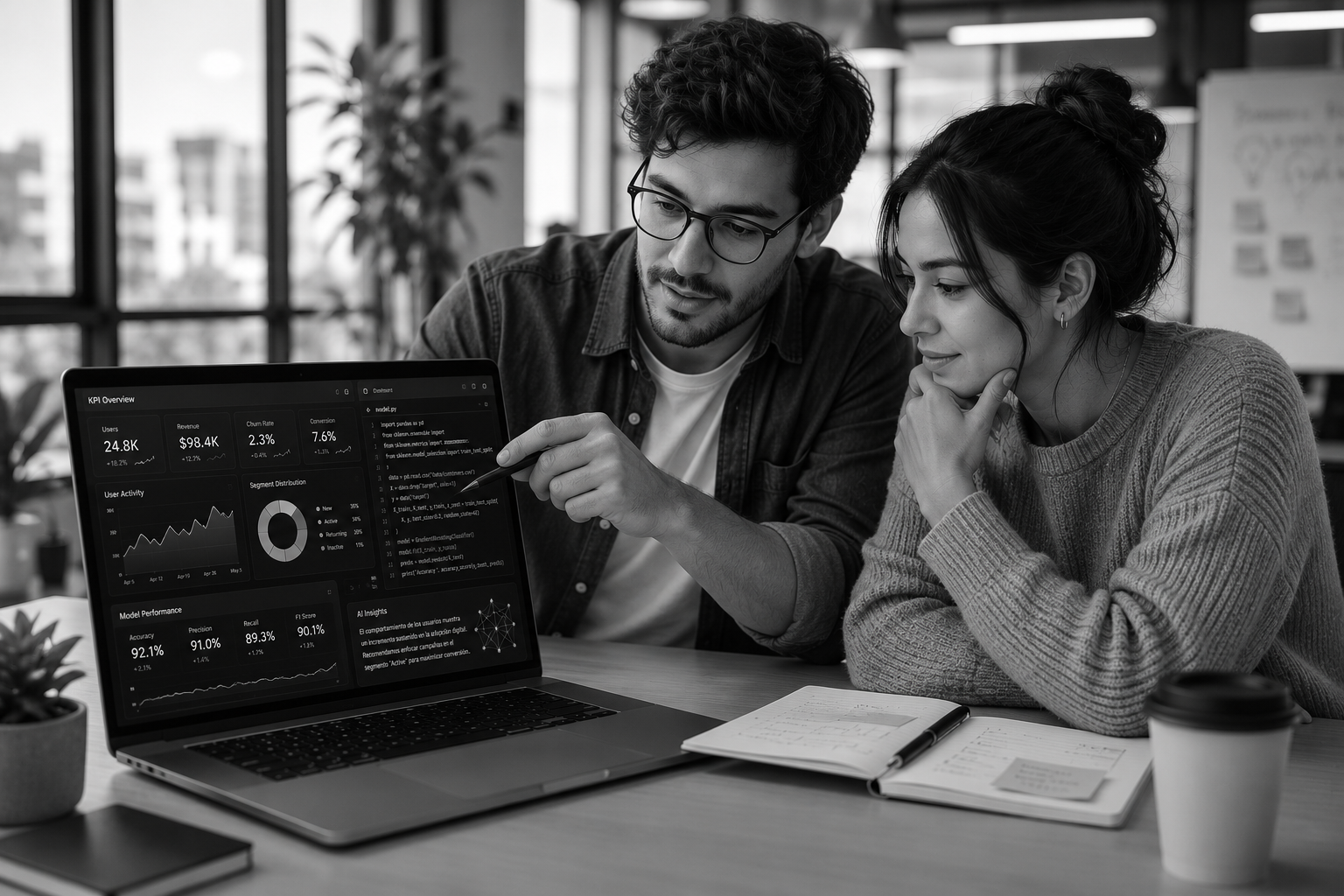 Team reviewing a data dashboard